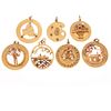 Group of Multi-Stone, 14k Yellow Gold Charms