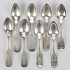 DELAWARE MADE AND RETAILED COIN SILVER TEASPOONS, LOT OF EIGHT