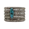 Aaron Anderson - Navajo Contemporary Turquoise and Silver Tufacast Bracelet, size 6 (J15359)