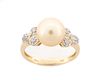 Ladies 14K Yellow Gold, Pearl & Diamond Ring