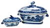 Two Chinese Export Blue and White Porcelain Tureens