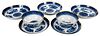 Seven Chinese Export Fitzhugh Blue and White Dishes