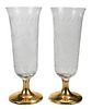 Pair of Glass Table Vases with 14kt. Gold Weighted Bases