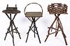 AMERICAN RUSTIC PAINT-DECORATED TWIG-STYLE STANDS, LOT OF THREE