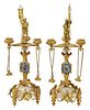 Pair of French Gilt Bronze and Marble Three Light Candelabra 
