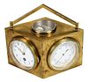 French Brass Compendium Clock with Leather Case