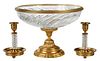 Group of Three Gilt Bronze and Glass Table Items