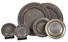 Six British Pewter Chargers and Plates