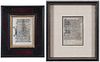 Two Framed Illuminated Manuscript Pages
