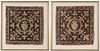 Pair of Framed Armorial Textile Panels