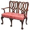 George III Carved Mahogany Double Chair Back Settee