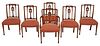Set of Six Sheraton Carved Mahogany Dining Chairs