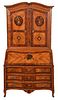 Italian Provincial Louis XV Marquetry Inlaid Desk and Bookcase