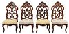 Set of Four Belter Attributed Carved Laminated Rosewood Side Chairs