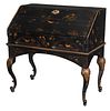 Rare Chinese Export Black Lacquered and Gilt Desk on Frame