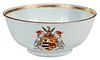 Chinese Export Armorial Porcelain Punch Bowl, Barlow