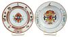 Two Chinese Export Armorial Porcelain Soup Bowls, Wallace and Merry