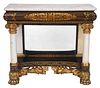 Fine American Classical Stencil Decorated Parcel Gilt Marble Top Console Table
