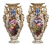 Pair of Large Old Paris Porcelain and Gilt Vases