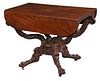 Fine American Classical Carved Mahogany Brass Inlaid Drop Leaf Table