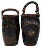 Two 19th Century Paint Decorated Leather Fire Buckets
