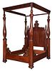 Southern Historical Carved Figured Mahogany Canopy Bed
