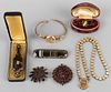 VICTORIAN / EDWARDIAN ANTIQUE SILVER AND OTHER JEWELRY, LOT OF SEVEN
