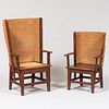 Two Scottish Oak and Rush Armchairs, Orkney