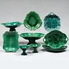 Group of Green Glazed Majolica Serving Wares