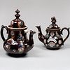 Two Bargeware Teapots and Covers