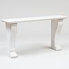 Regency Style White Veined Marble Console Table with Paw Feet