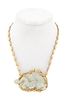 Heavy 18k Gold and Jadeite Dragon Pendant Necklace