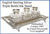 English Sterling Silver Triple Bottle Ink Stand