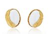 DAVID WEBB 18K CABOCHON CORAL OVAL CLIP ON EARRING