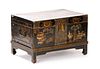Chinese Lacquered Travel Trunk on Stand