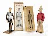 Two Swiss Bucherer metal ball jointed Pinocchio Saba figures, in their original boxes