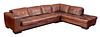 Maurice Villency Brown Leather Sectional Sofa