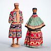 Pair of Seminole Carved Wood Dolls