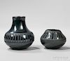 Two San Ildefonso Black-on-black Pottery Bowls