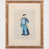 Chinese Export Gouache Painting of a Figure on Pith Paper