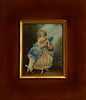 Good miniature on ivory of young girl with flowers and fancy dress