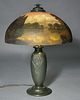 Vintage reverse painted scenic table lamp