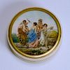 French ivory snuff box with detailed miniature on ivory inset into cover