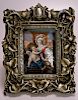 French Limoges enamel plaque of the Madonna and child