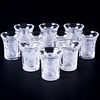 Set of Ten Lalique Glass Shot Cups