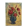 MACRINA KRAUSS (1915 – 2004). Florero con rosas. Óleo sobre masonite. Firmado. Detalles de conservación. 47.5 x 33.5 cm