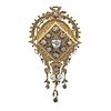Antique 18k Gold Rose Diamond Brooch Pin