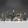 American Pewter Candesticks, Lamps and Basins