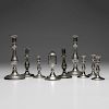 Pewter Candlesticks and Whale Oil Lamp