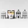 Group of Four Fornasetti Porcelain Candle Canisters
